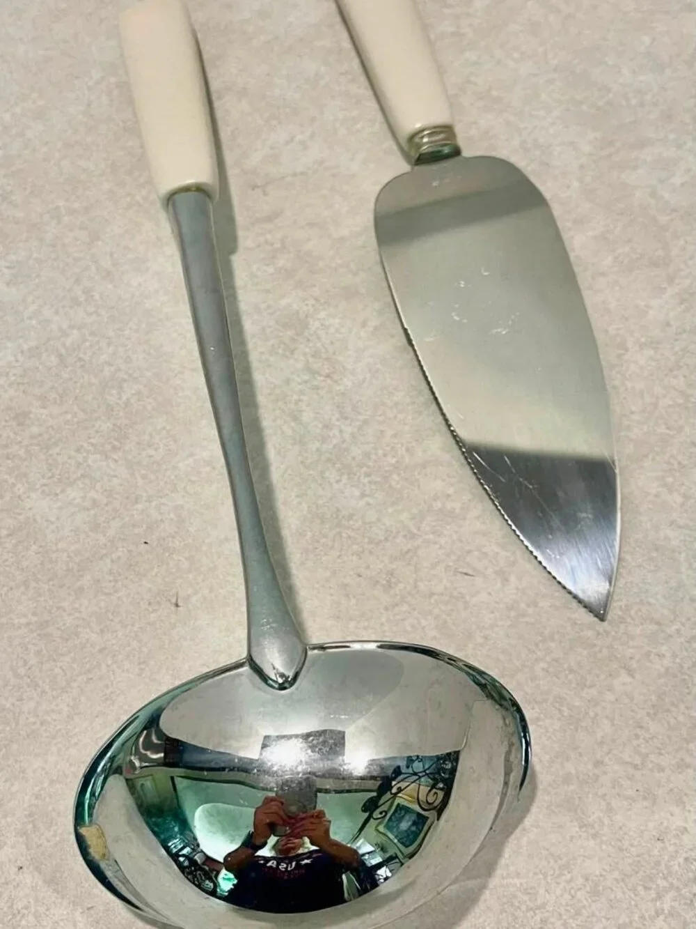 longerberger woven tradition pottery ceramic handles utensils--server-ladle